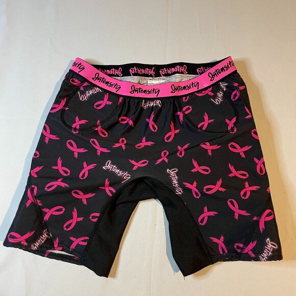 Intensity Padded Sliding Shorts Large Black Pink Breast Cancer - Picture 1 of 4